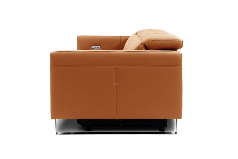 Valencia Isla Modern Top Grain Leather Reclining Sofa, Loveseat, Cognac