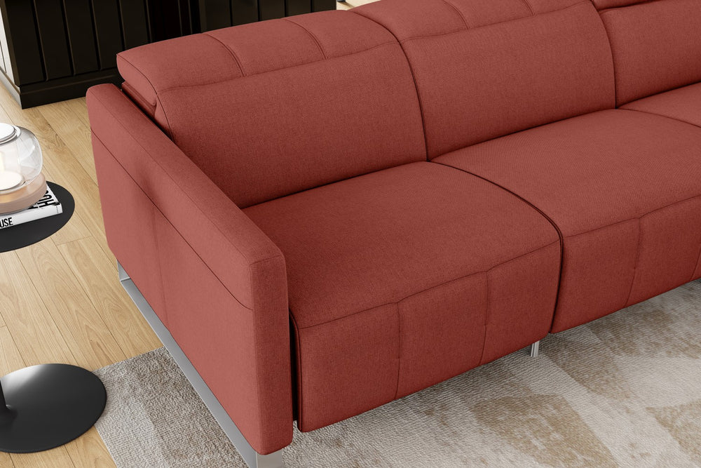 Valencia Isla Modern Fabric Reclining Sofa, Three Seats, Red