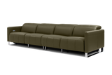 Valencia Isla Modern Top Grain Leather Reclining Sofa, Four Seats, Dark Green