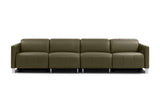 Valencia Isla Modern Top Grain Leather Reclining Sofa, Four Seats, Dark Green