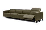 Valencia Isla Modern Top Grain Leather Reclining Sofa, Four Seats, Dark Green