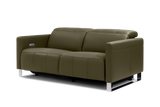 Valencia Isla Modern Top Grain Leather Reclining Sofa, Loveseat, Dark Green