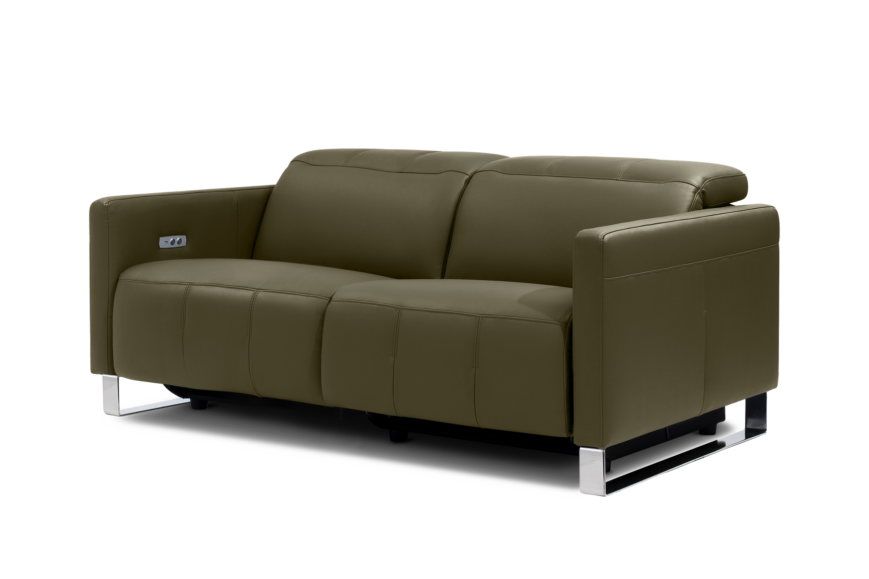Valencia Isla Modern Top Grain Leather Reclining Sofa, Loveseat, Dark Green