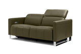 Valencia Isla Modern Top Grain Leather Reclining Sofa, Loveseat, Dark Green