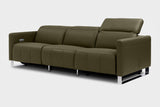 Valencia Isla Modern Top Grain Leather Reclining Sofa, Three Seats, Dark Green