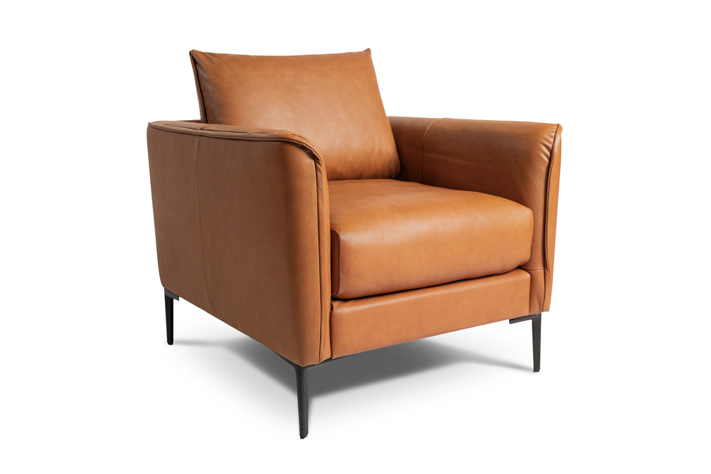 Valencia Jasper Leather Accent Chair, Cognac Color