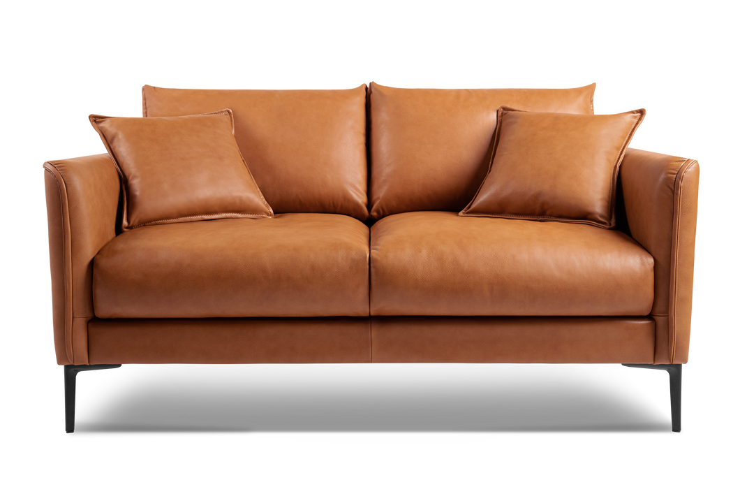 Valencia Jasper Leather Loveseat Sofa, Cognac Color