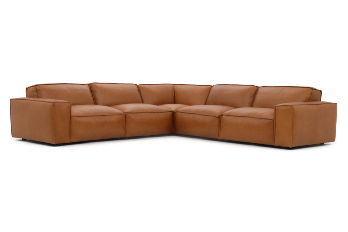 Valencia Nathan Full Aniline Leather Lounge Modular Sofa, L-Shape, Car