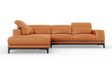 Valencia Valletta Top Grain Leather Sectional L-Shape with Left Chaise Sofa, Cognac