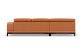 Valencia Valletta Top Grain Leather Sectional L-Shape with Left Chaise Sofa, Cognac