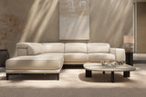 Valencia Valletta Top Grain Leather L-Shape with Left Chaise Sofa, Rose Beige