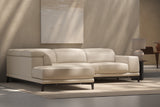 Valencia Valletta Top Grain Leather L-Shape with Left Chaise Sofa, Rose Beige