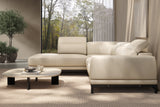 Valencia Valletta Top Grain Leather L-Shape with Left Chaise Sofa, Rose Beige