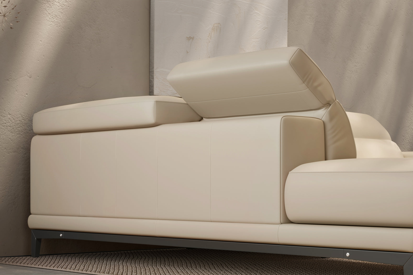 Valencia Valletta Top Grain Leather L-Shape with Left Chaise Sofa, Rose Beige