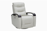 Valencia Laisha Top Grain Leather Power Swivel Glider Recliner Chair, Light Grey