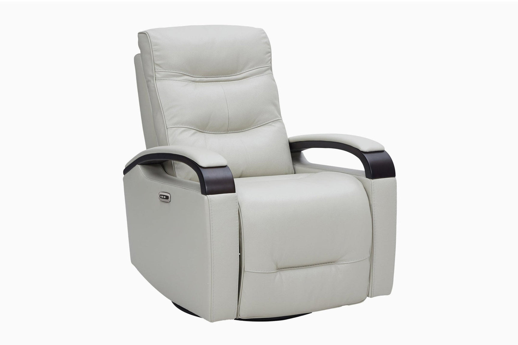 Valencia Laisha Top Grain Leather Power Swivel Glider Recliner Chair, Light Grey