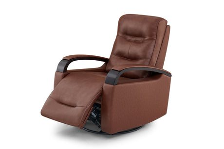 Valencia Laisha Top Grain Leather Power Swivel Glider Recliner Chair, Dark Brown
