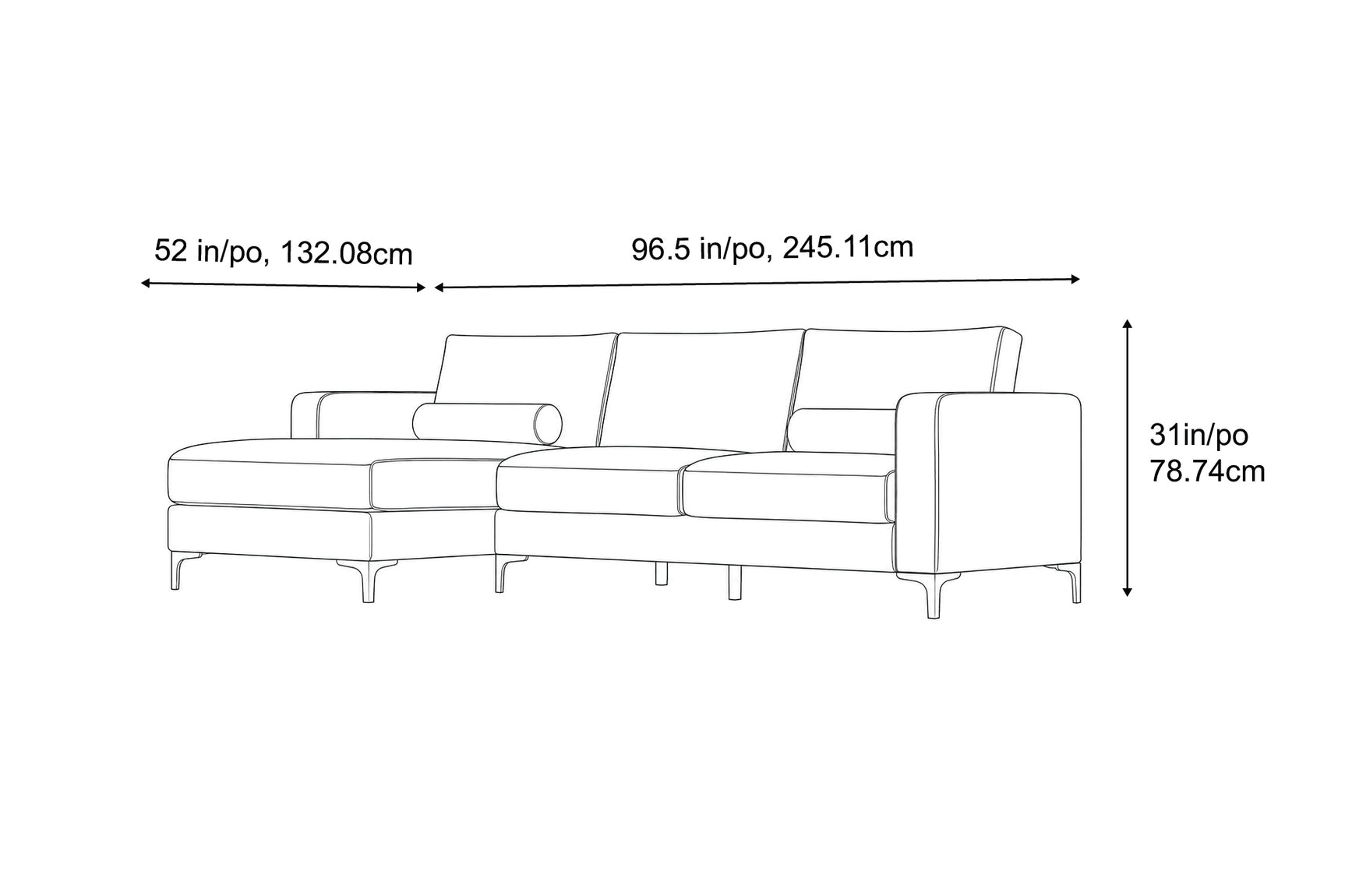 Luna Velour Sectional Sofa