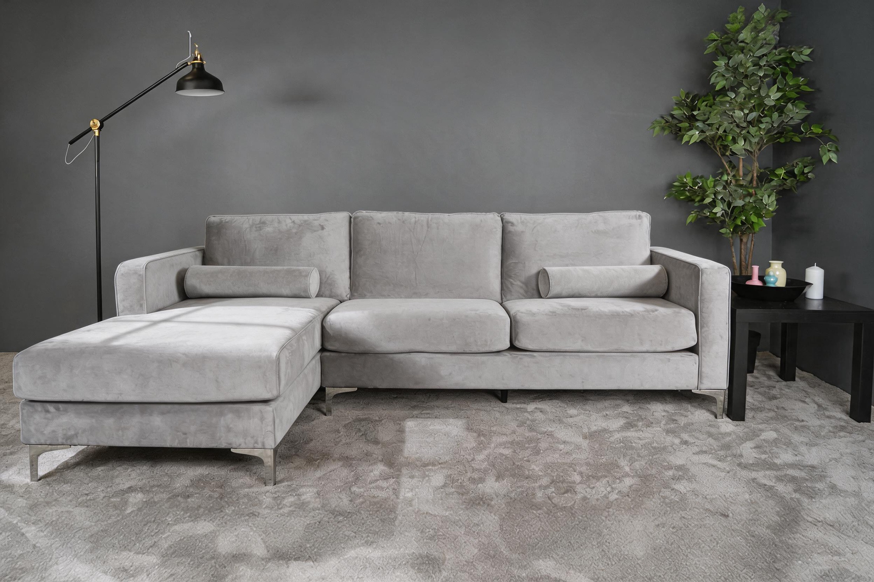 Luna Velour Sectional Sofa