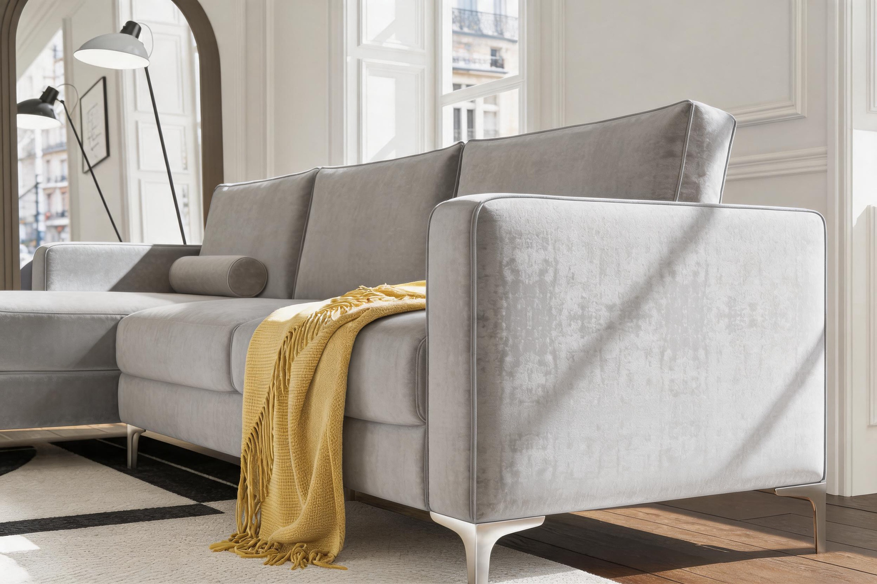 Luna Velour Sectional Sofa