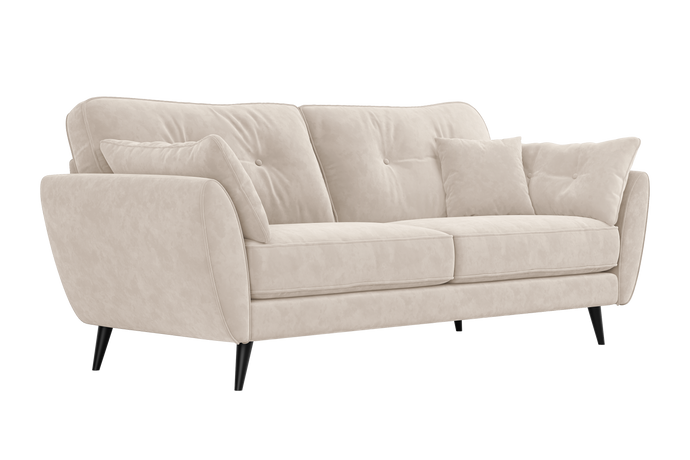 Valencia Maeve Velvet Fabric 4 Seater Sofa, Cream