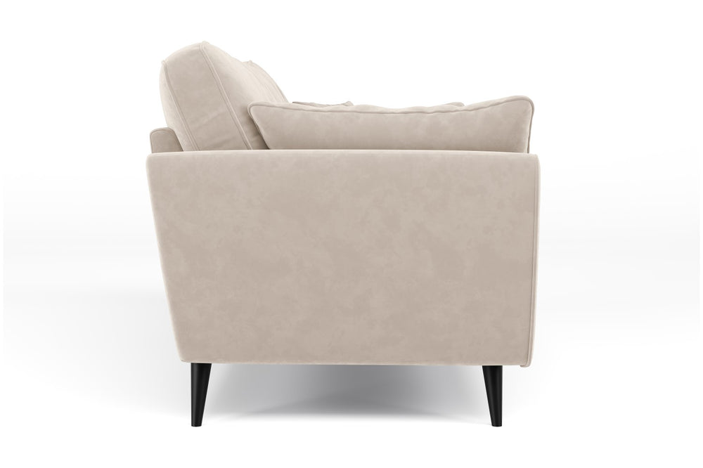 Valencia Maeve Velvet Fabric 4 Seater Sofa, Cream