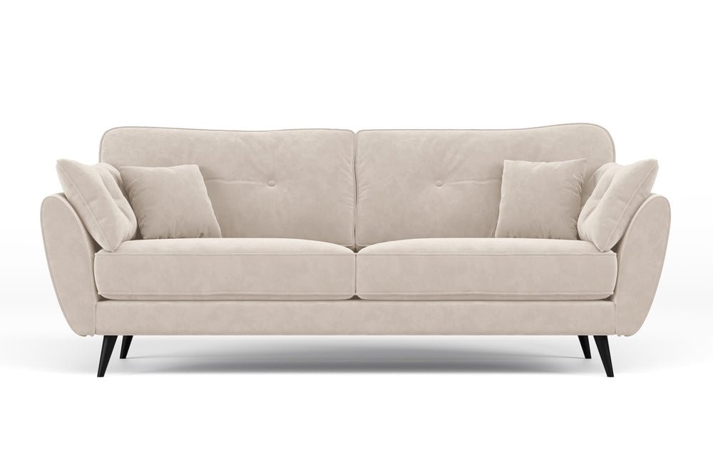 Valencia Maeve Velvet Fabric 4 Seater Sofa, Cream