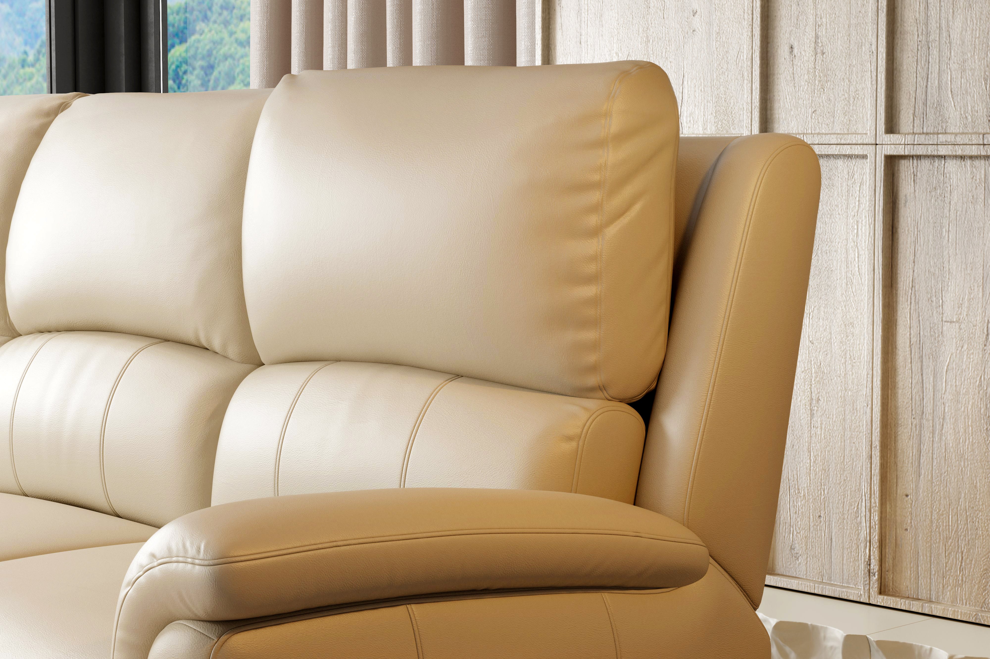 Cream leather deals sectional recliner