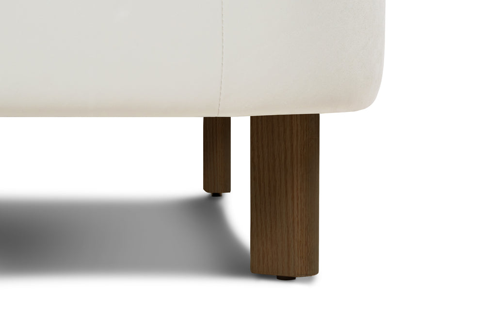 Matera Leather Three Seats Sofa with Wooden Legs, Beige
