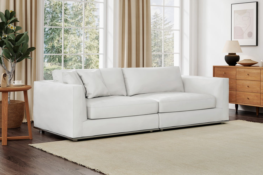 Valencia Astrid Fabric Wide Seat Sofa, White