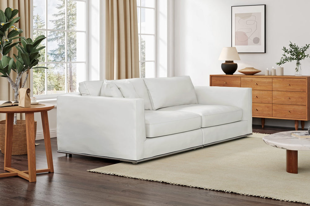 Valencia Astrid Fabric Wide Seat Sofa, White