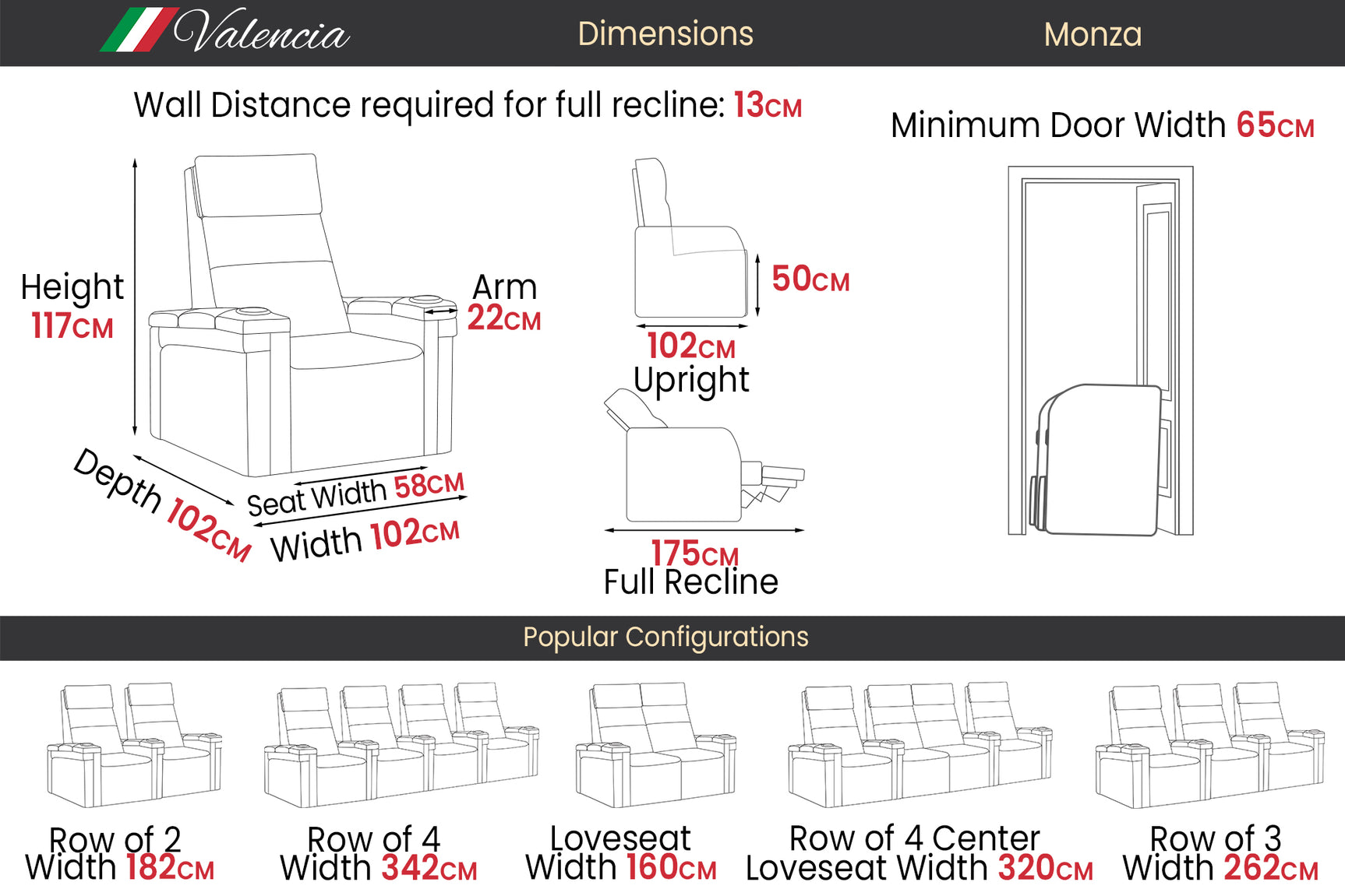 Valencia Monza Carbon Fiber Home Theater Seating