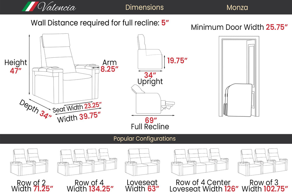 Valencia Monza Carbon Fiber Home Theater Seating