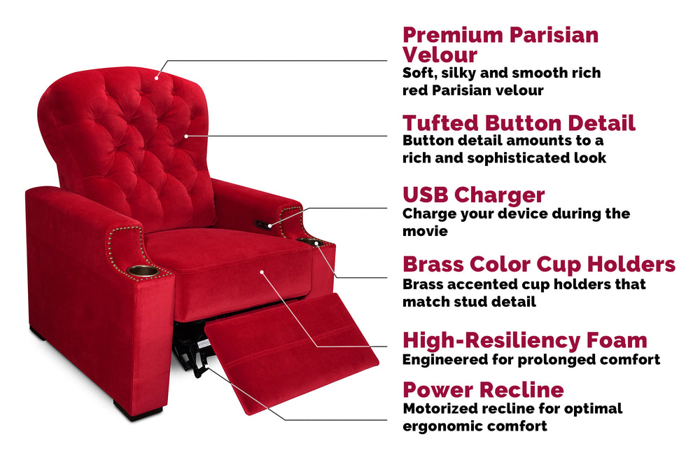 Moulin Velour Recliner Red