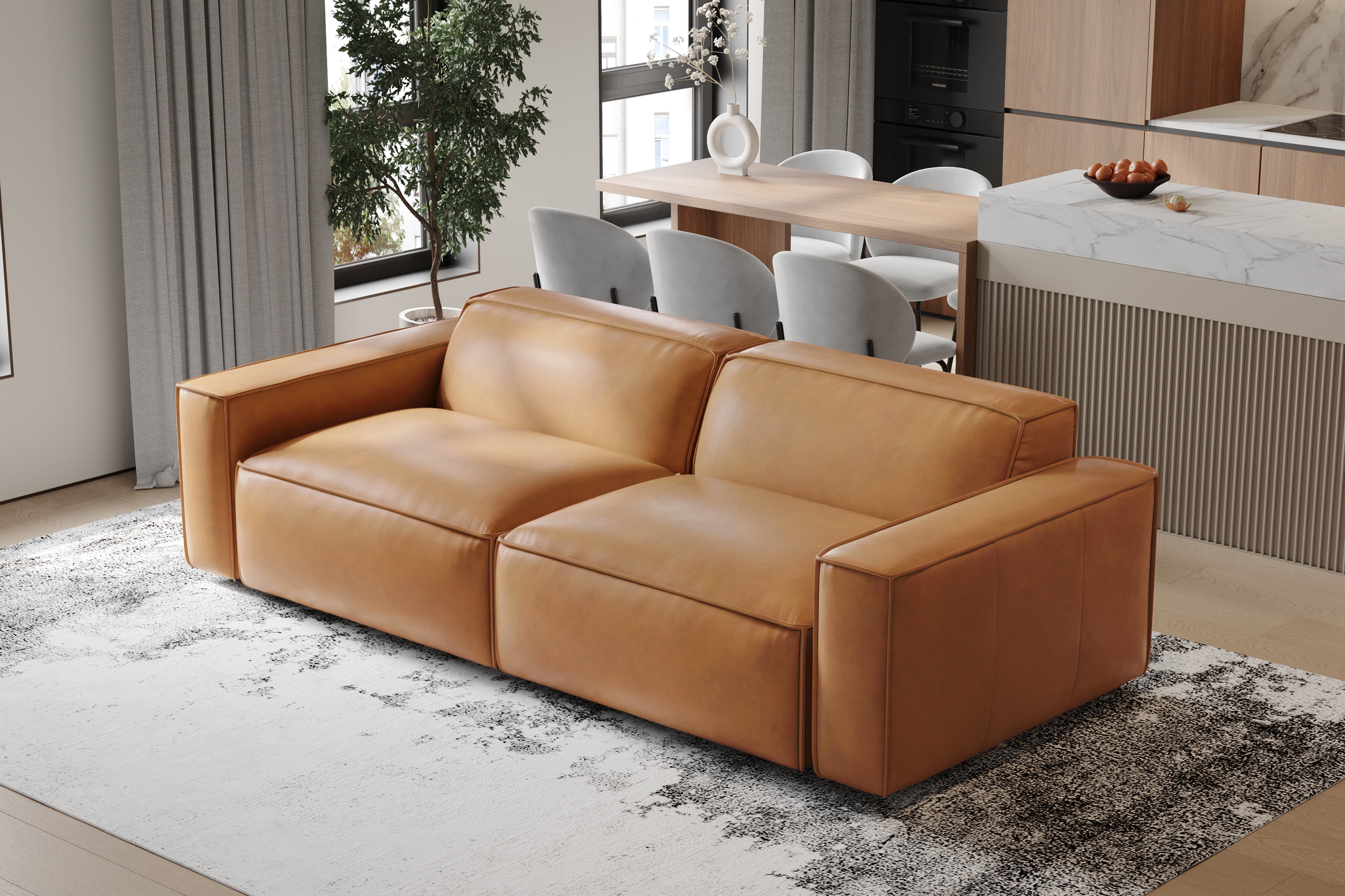 Caramel brown store sofa