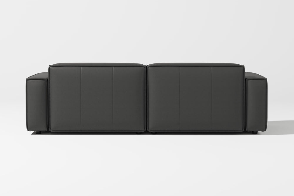 Valencia Nathan Full Aniline Leather Lounge Modular Sofa, Loveseat, Black Color