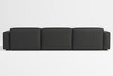 Valencia Nathan Full Aniline Leather Lounge Modular Sofa, Three Seats with Right Chaise, Black Color