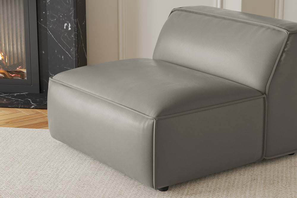 Valencia Nathan Full Aniline Leather Armless Piece, Light Grey