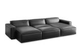 Valencia Nathan Full Aniline Leather Theater Lounge Modular Sofa with Down Feather, Bed Shape, Black Color
