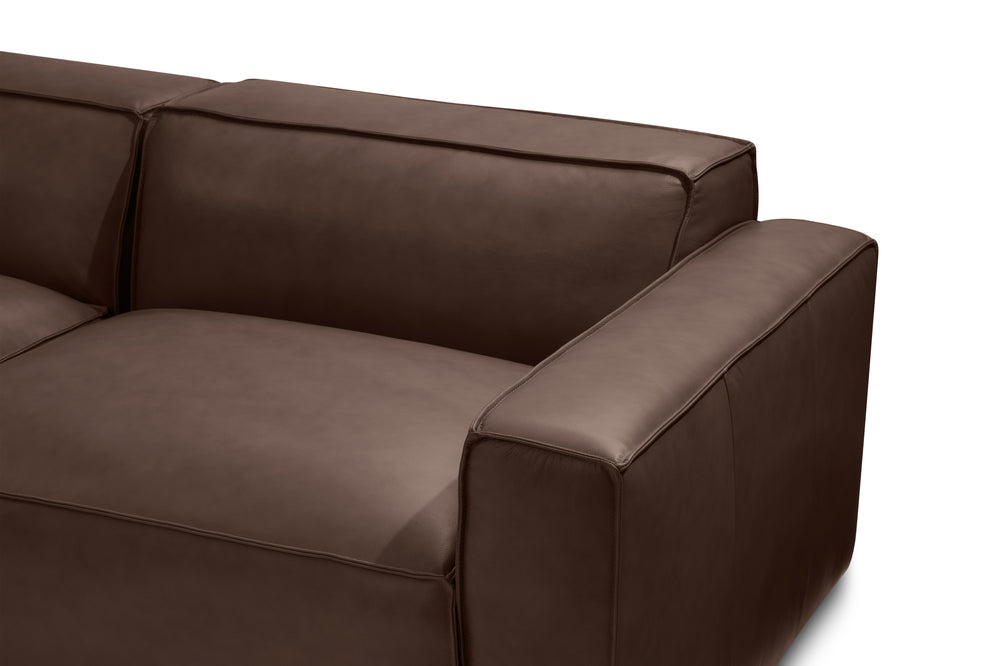 Valencia Nathan Full Aniline Leather Theater Lounge Modular Sofa with Down Feather, Bed Shape, Dark Chocolate