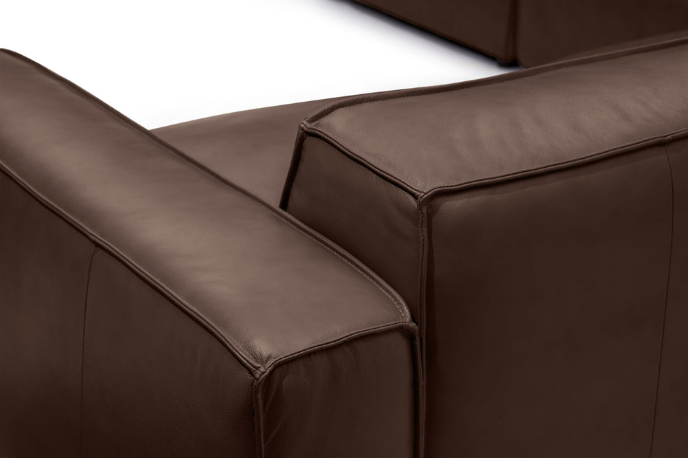 Valencia Nathan Full Aniline Leather Theater Lounge Modular Sofa with Down Feather, Bed Shape, Dark Chocolate