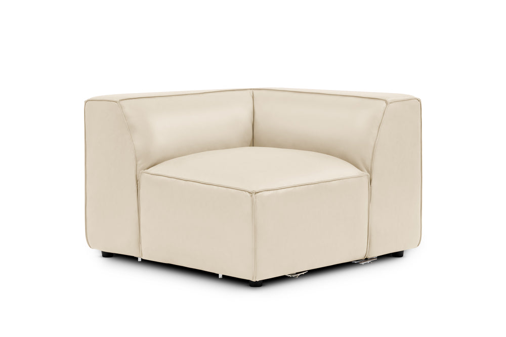 Valencia Nathan Full Aniline Leather Corner Piece, Antique White