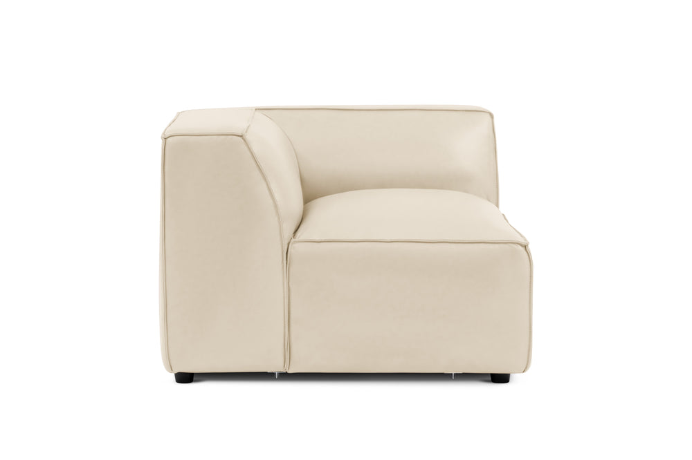 Valencia Nathan Full Aniline Leather Corner Piece, Antique White