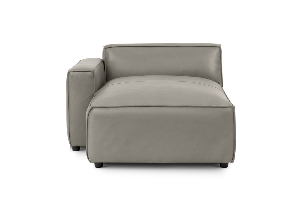 Valencia Nathan Full Aniline Leather Left-Chaise Piece, Light Grey