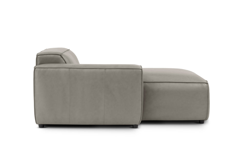 Valencia Nathan Full Aniline Leather Left-Chaise Piece, Light Grey