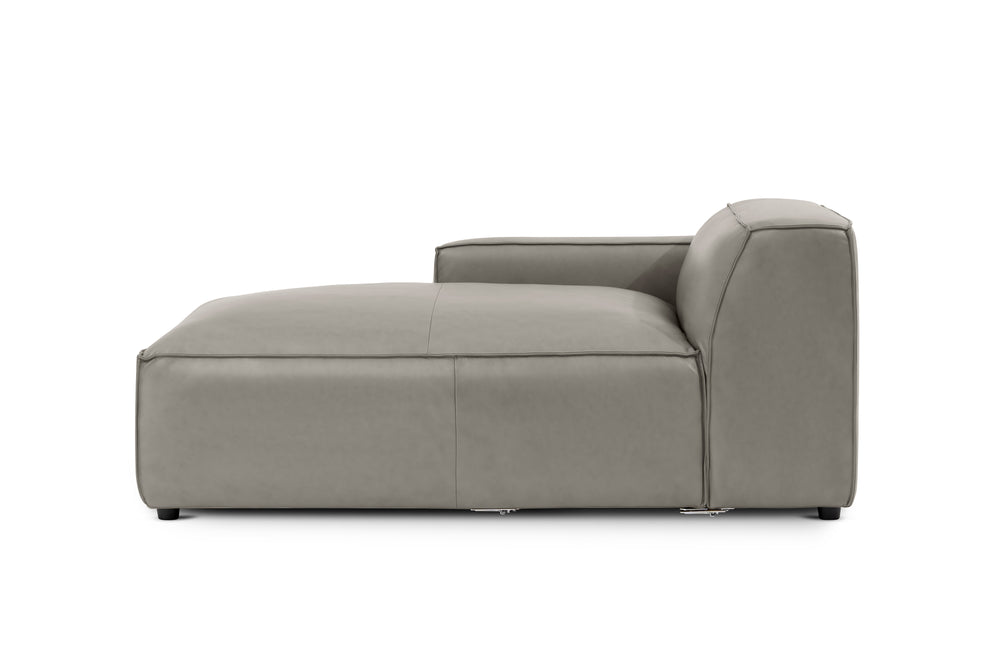 Valencia Nathan Full Aniline Leather Left-Chaise Piece, Light Grey