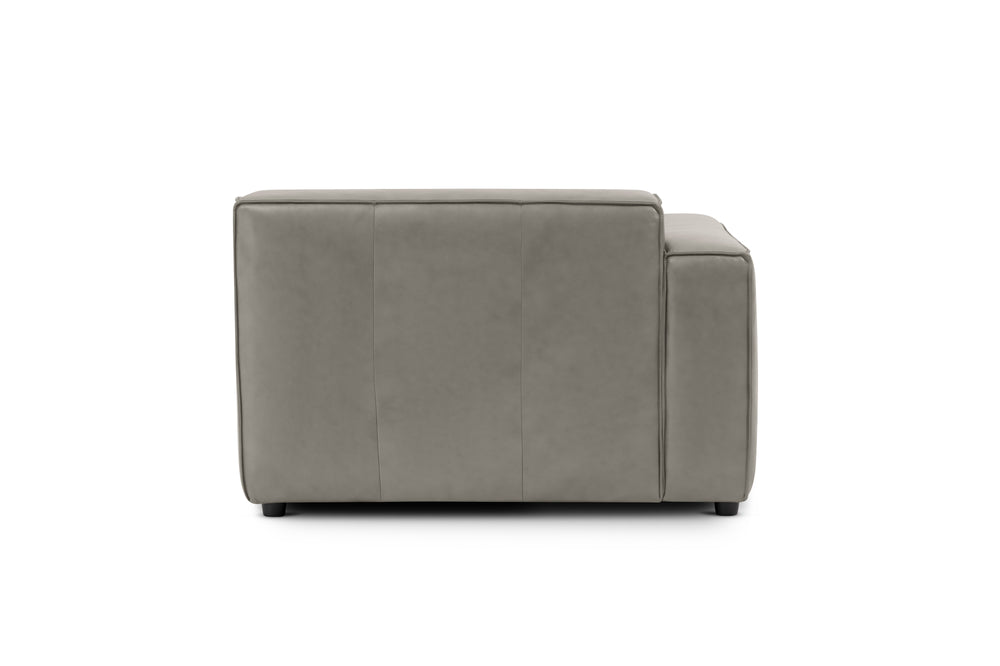 Valencia Nathan Full Aniline Leather Left-Chaise Piece, Light Grey