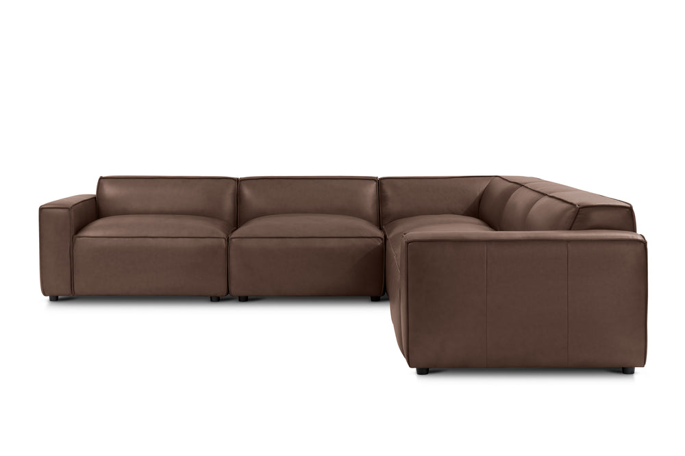 Valencia Nathan Full Aniline Leather Lounge Modular Sofa, L-Shape, Dark Chocolate