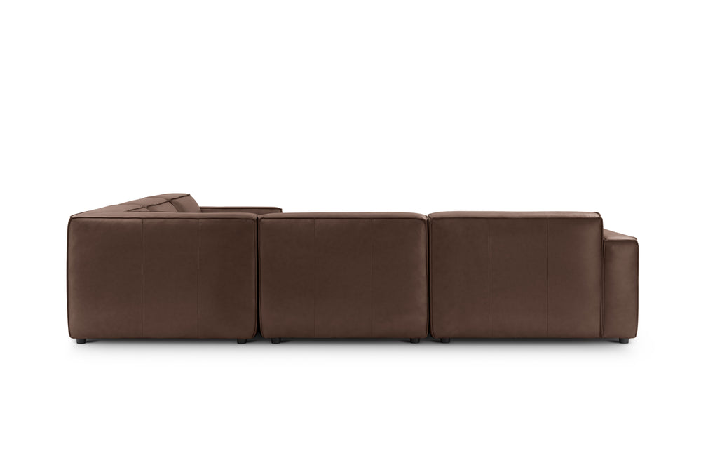 Valencia Nathan Full Aniline Leather Lounge Modular Sofa, L-Shape, Dark Chocolate