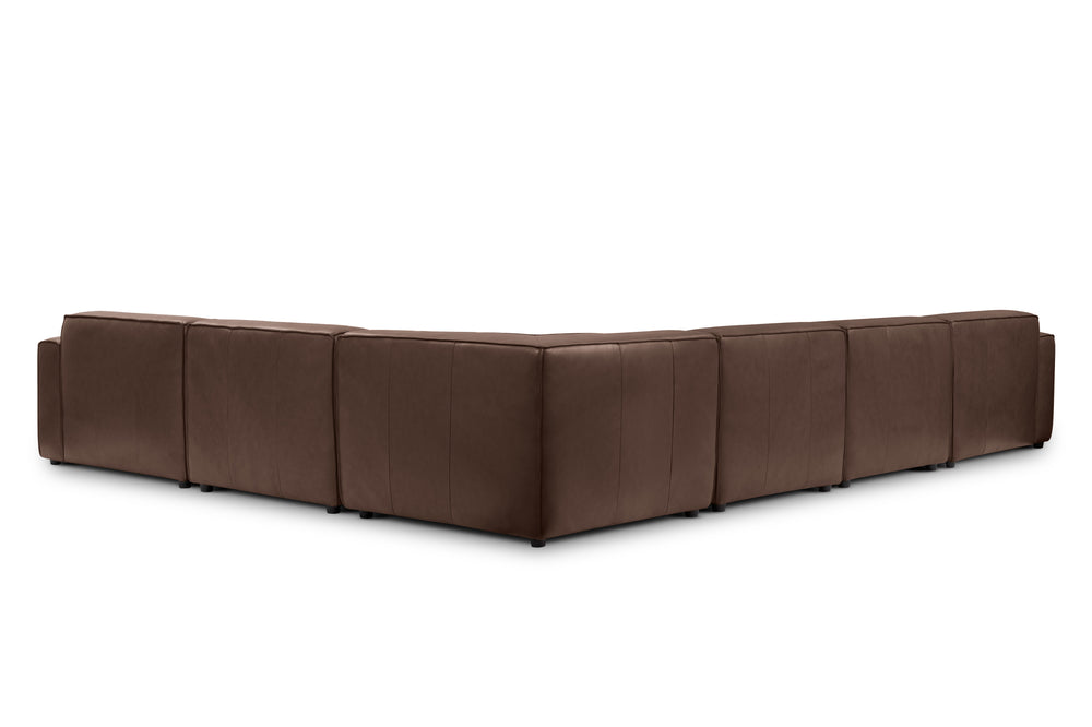 Valencia Nathan Full Aniline Leather Lounge Modular Sofa, L-Shape, Dark Chocolate